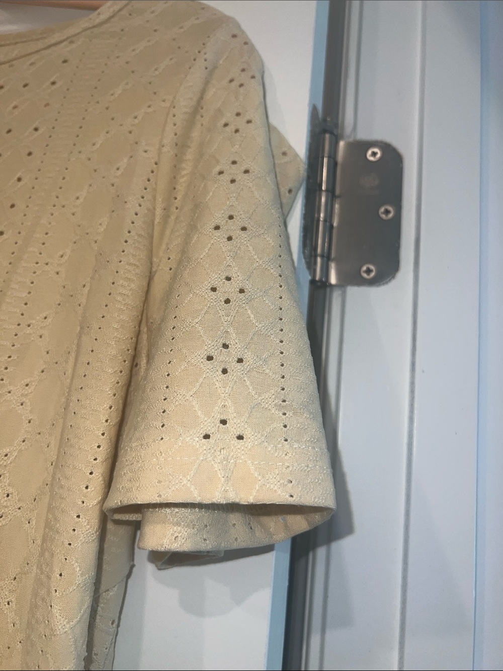 Beginning Boutique Buttery Yellow Eyelet Ruffle Short Sleeve Top - Picture 5 of 10